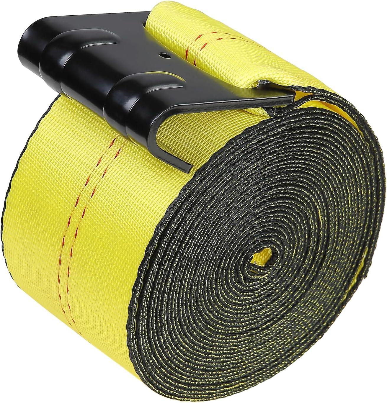 image:imageVEVOR Truck Straps 4 x30 Heavy Duty Tie Down wFlat Hooks 18000lbs Break Strength WLL 6000lbs Cargo Straps tie Down for Flatbeds Trucks Trailers Farms Rescues Tree Saver Yellow10 PackYellow