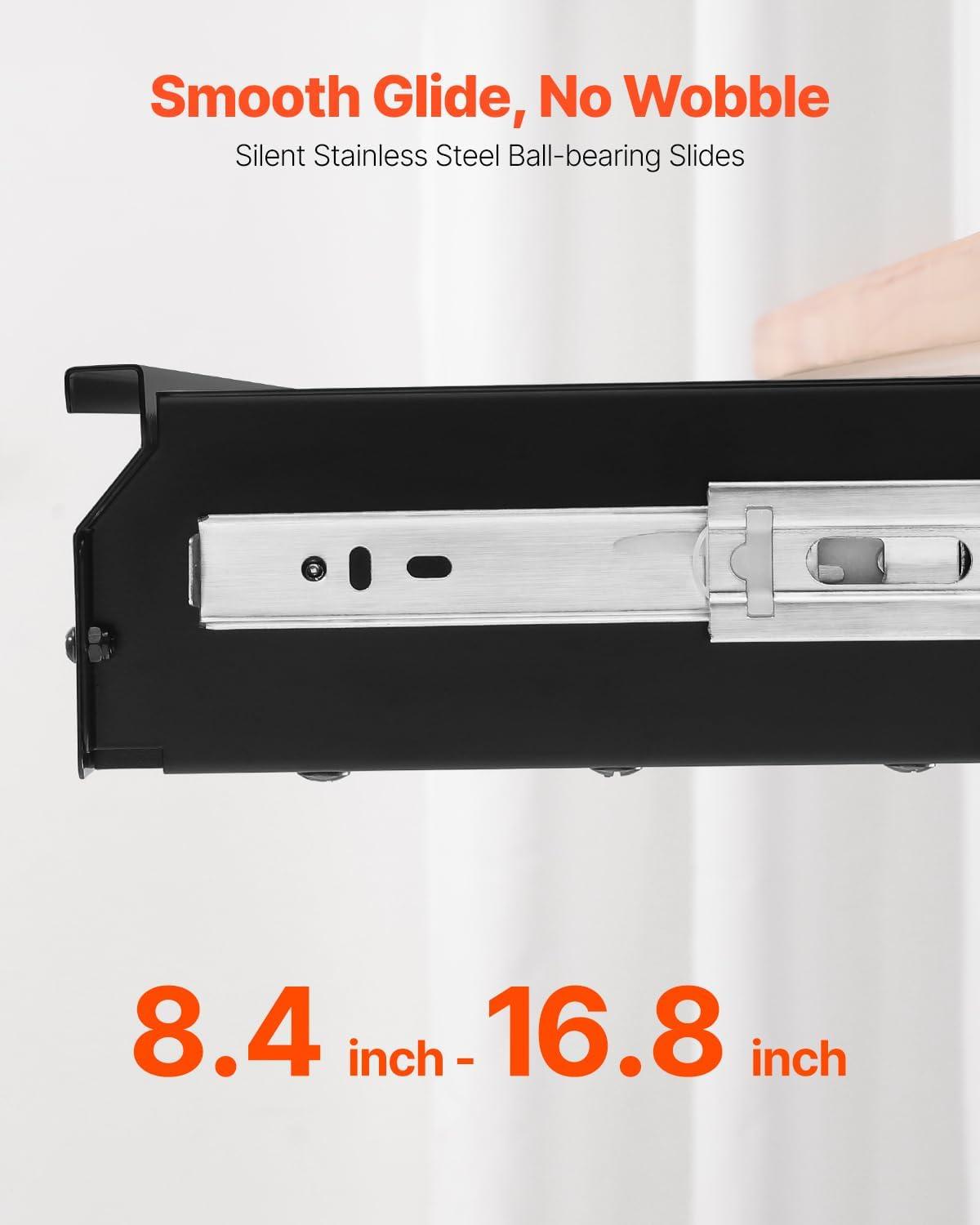image:imageVEVOR Under Desk Drawer Slide Out 16 inch Attachable Desk Drawer for Sit Stand Workstation Hidden Under Counter Drawers for office Home Black26inch