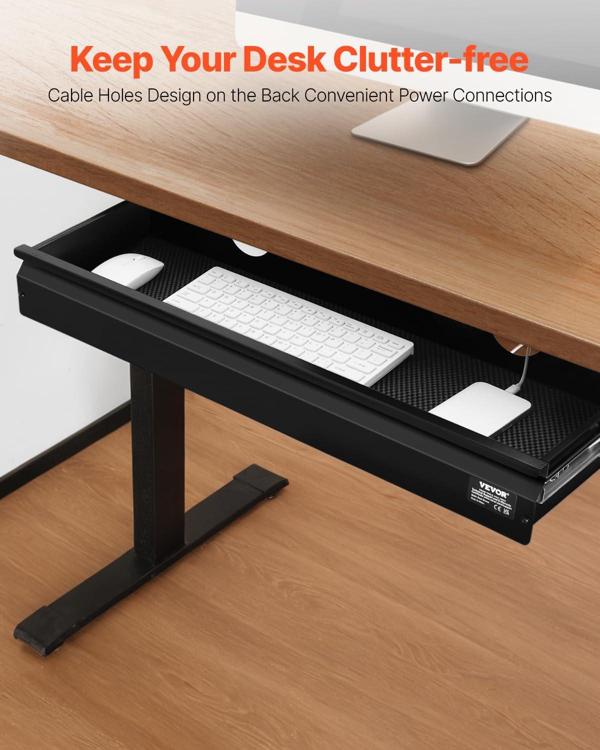 image:imageVEVOR Under Desk Drawer Slide Out 16 inch Attachable Desk Drawer for Sit Stand Workstation Hidden Under Counter Drawers for office Home Black26inch