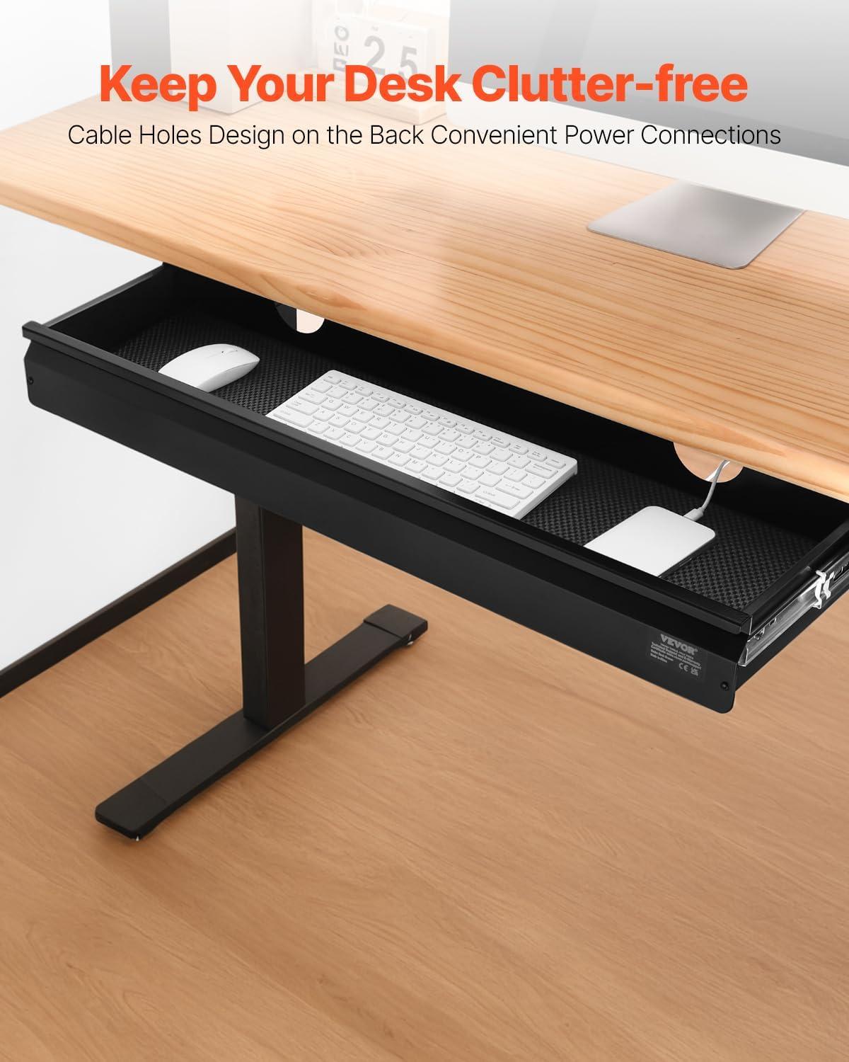 image:imageVEVOR Under Desk Drawer Slide Out 33inch Under Desk Mounted Pullout Drawer Attachment Hidden Under Counter Drawers for office Home Sit Stand Workstation Black33inch