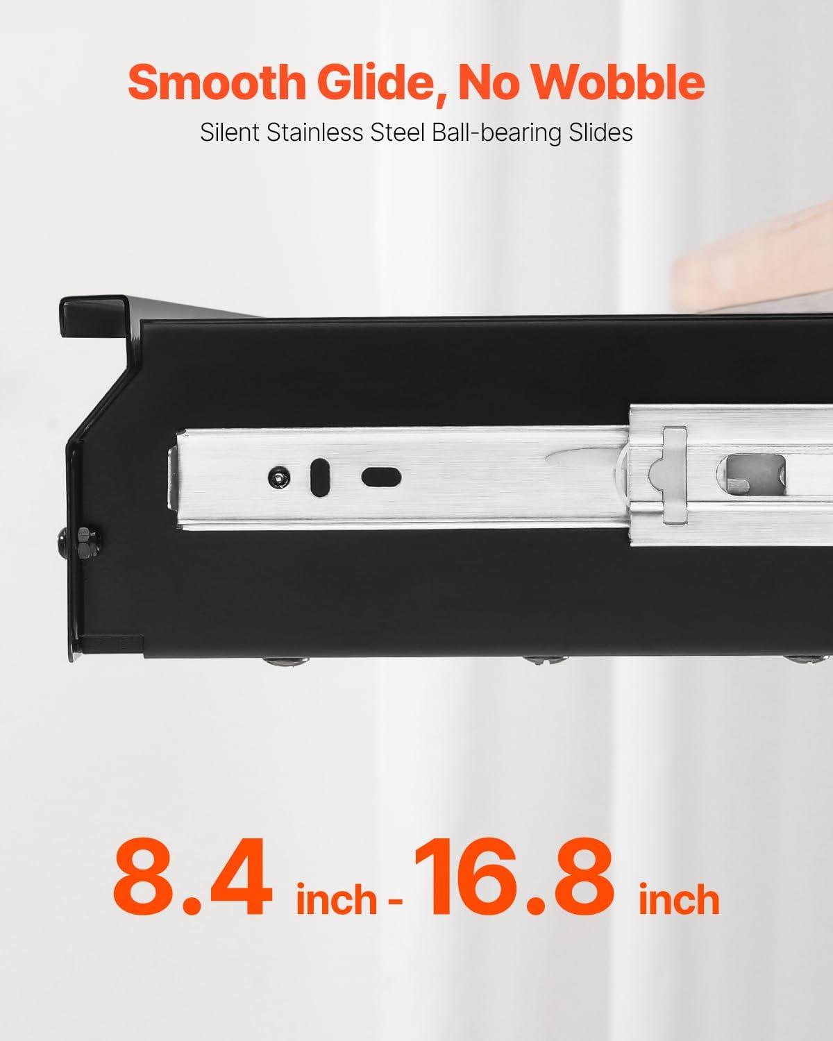 image:imageVEVOR Under Desk Drawer Slide Out 33inch Under Desk Mounted Pullout Drawer Attachment Hidden Under Counter Drawers for office Home Sit Stand Workstation Black33inch