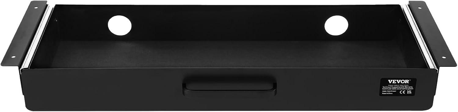 image:imageVEVOR Under Desk Drawer Slide Out 33inch Under Desk Mounted Pullout Drawer Attachment Hidden Under Counter Drawers for office Home Sit Stand Workstation Black22inch