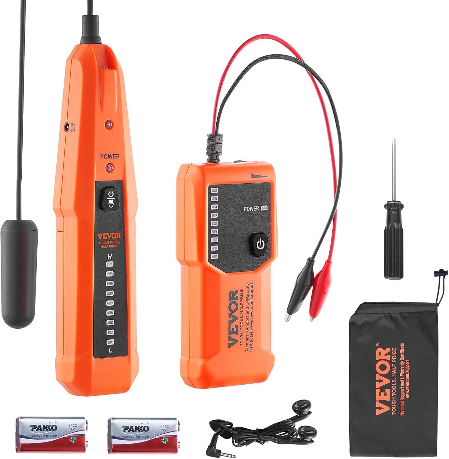 image:imageVEVOR Underground Cable Locator 3 FT Max Detection Depth Wire Tracer Break Detector Finder with Earphone 1000 FT MaxDetection Length Cable Tester for Pet Fence Buried Sprinkler Valve Irrigation