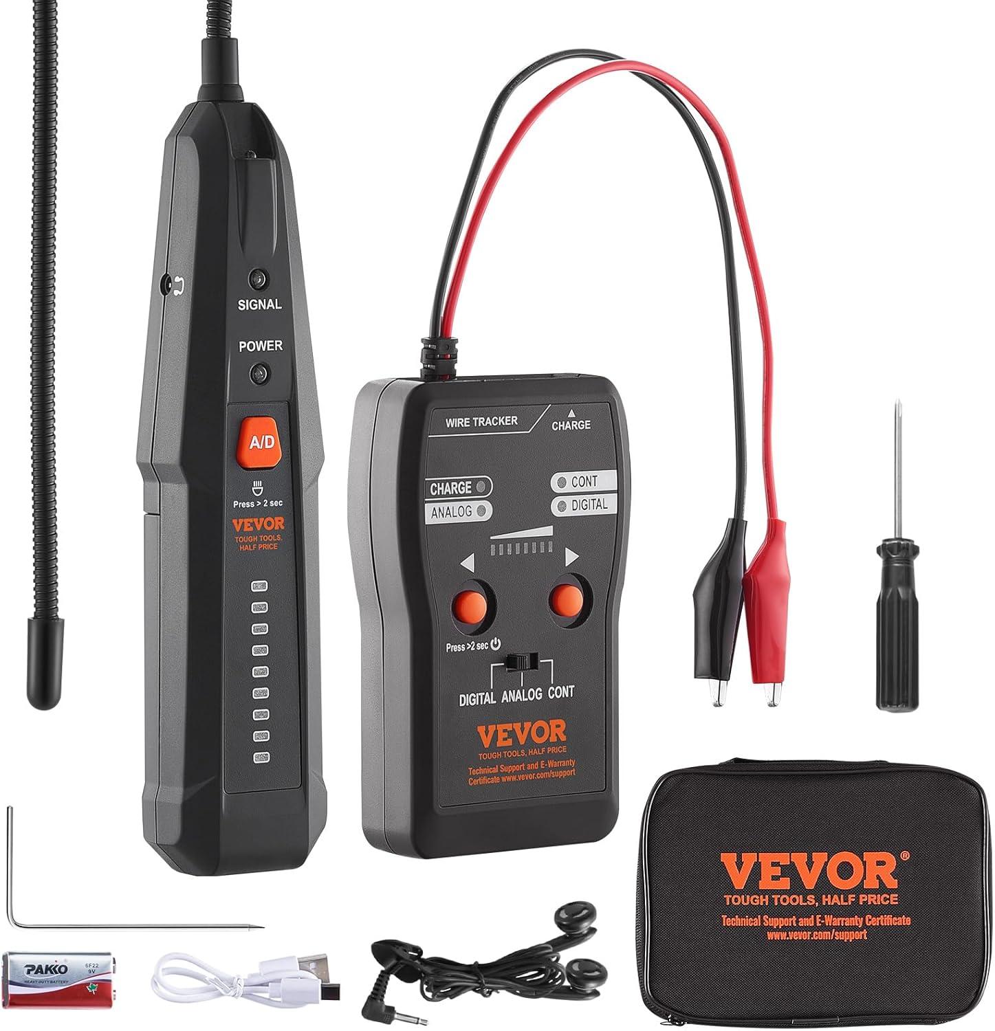 image:imageVEVOR Underground Cable Locator 65Ft Max Detection Depth Wire Tracer Break Detector Finder with Earphone 3280Ft Max Detection Length Cable Tester for Pet Fence Buried Sprinkler Valve Irrigation