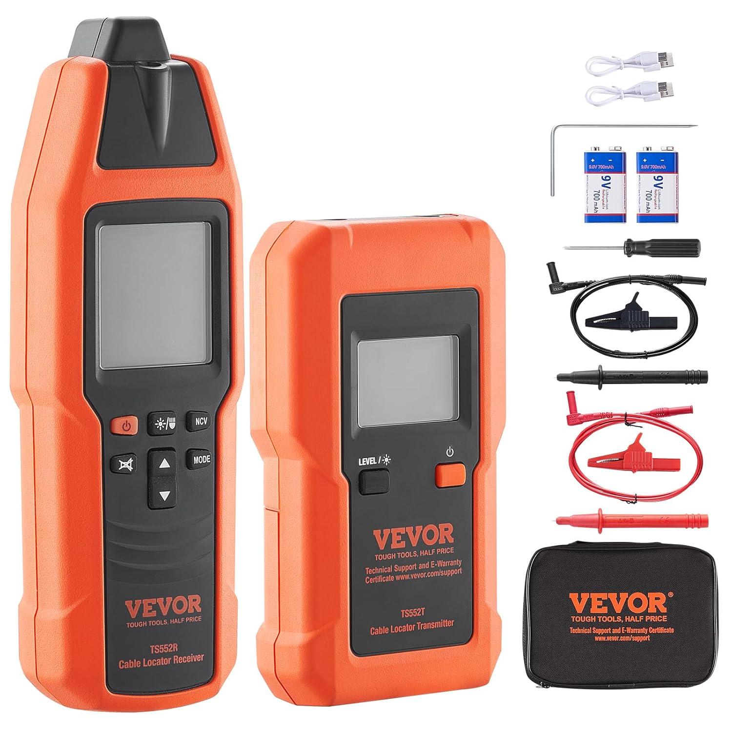 image:imageVEVOR Underground Cable Locator 8 Ft Max Detect Depth Cable Tester 12 to 600V NVC Wire Tracer Break Detector Finder 6561Ft Detect Length for Electrical Circuits Pipelines Dog Fence Buried Cables