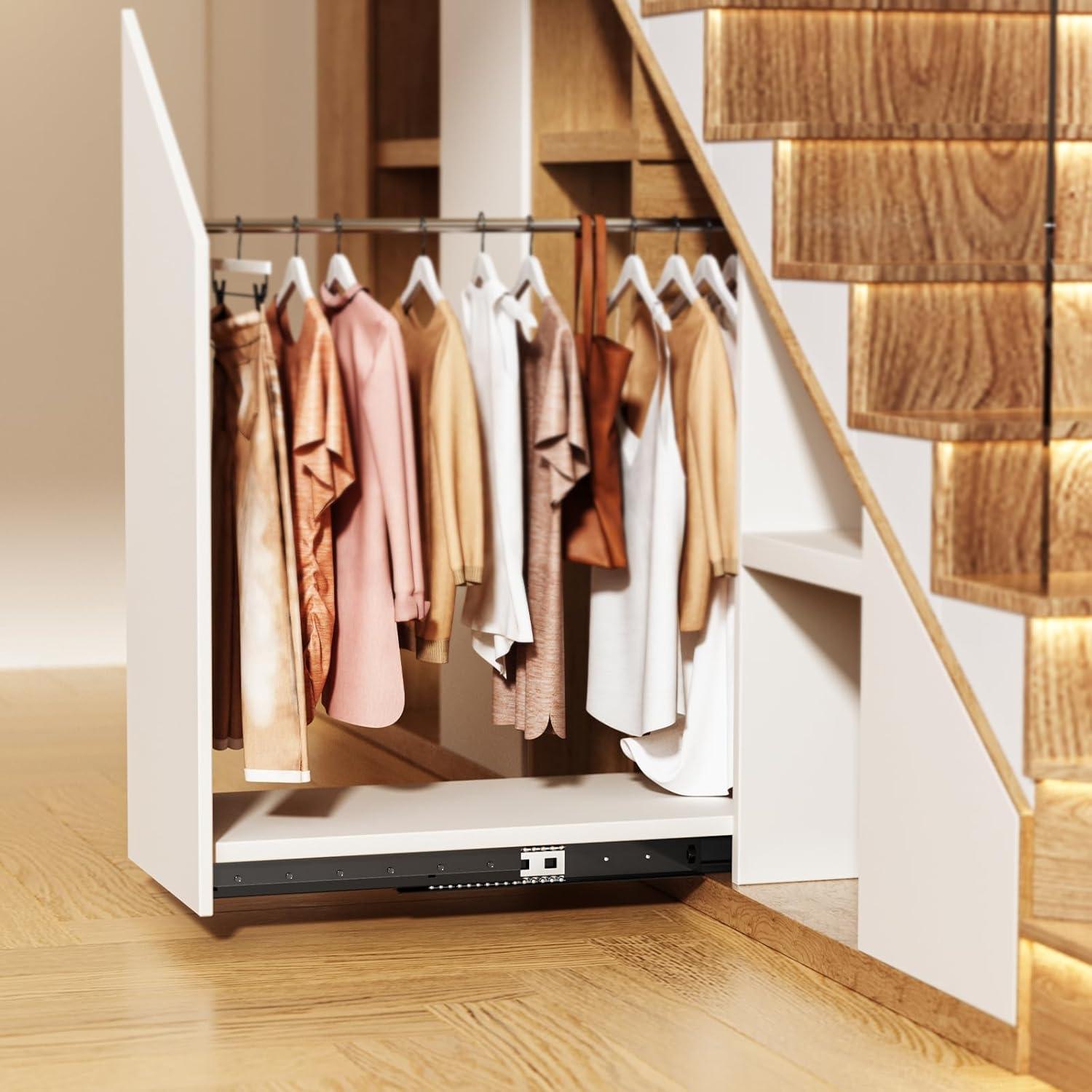 image:imageVEVOR Undermount Heavy Duty Drawer Slides 16 24 32 40 Inch 260 lb Load Capacity Full Extension Ball Bearing Under Stair Cabinet Rails Bottom Stair Cabinet Glides Track Runners16inch Black24 Inch