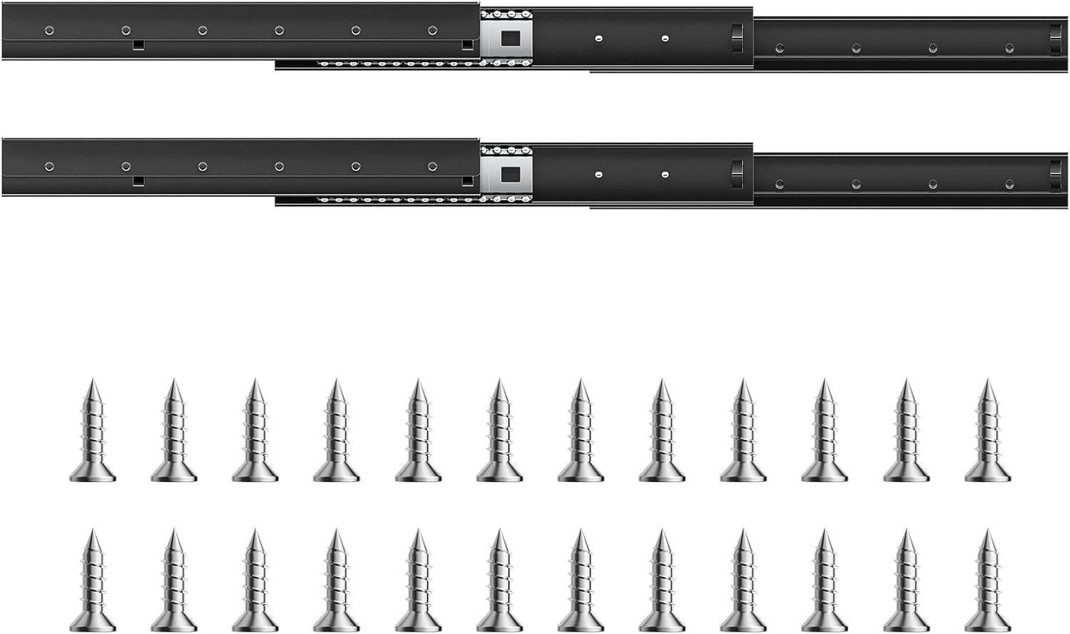 image:imageVEVOR Undermount Heavy Duty Drawer Slides 16 24 32 40 Inch 260 lb Load Capacity Full Extension Ball Bearing Under Stair Cabinet Rails Bottom Stair Cabinet Glides Track Runners16inch Black16 Inch
