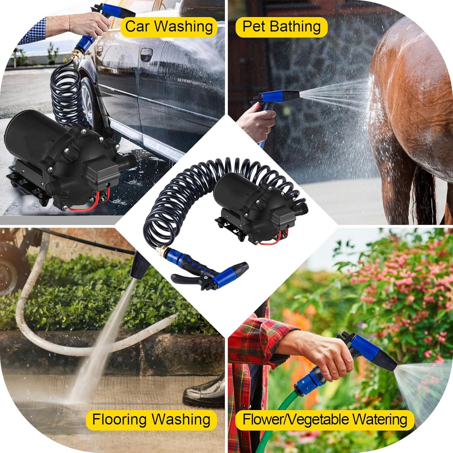 image:imageVEVOR Water Diaphragm Pump 12V DC 55 GPM Flow 70 PSI Rated Pressure 40100 PSI Adjustable 12 MNPT Self Priming Sprayer Pump with Pressure Switch for RV Camper Marine Boat Lawn FCC Certified12V 55GPM 70PSI