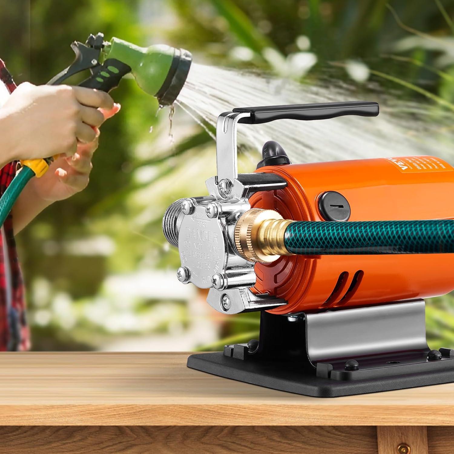 image:imageVEVOR Water Transfer Pump 12V Battery Powered Utility Pump 360 GPH 110HP Portable Electric Water Pump with Switch 6 ft Suction Hose Kit For Water Removal Nonsubmersible115VAC