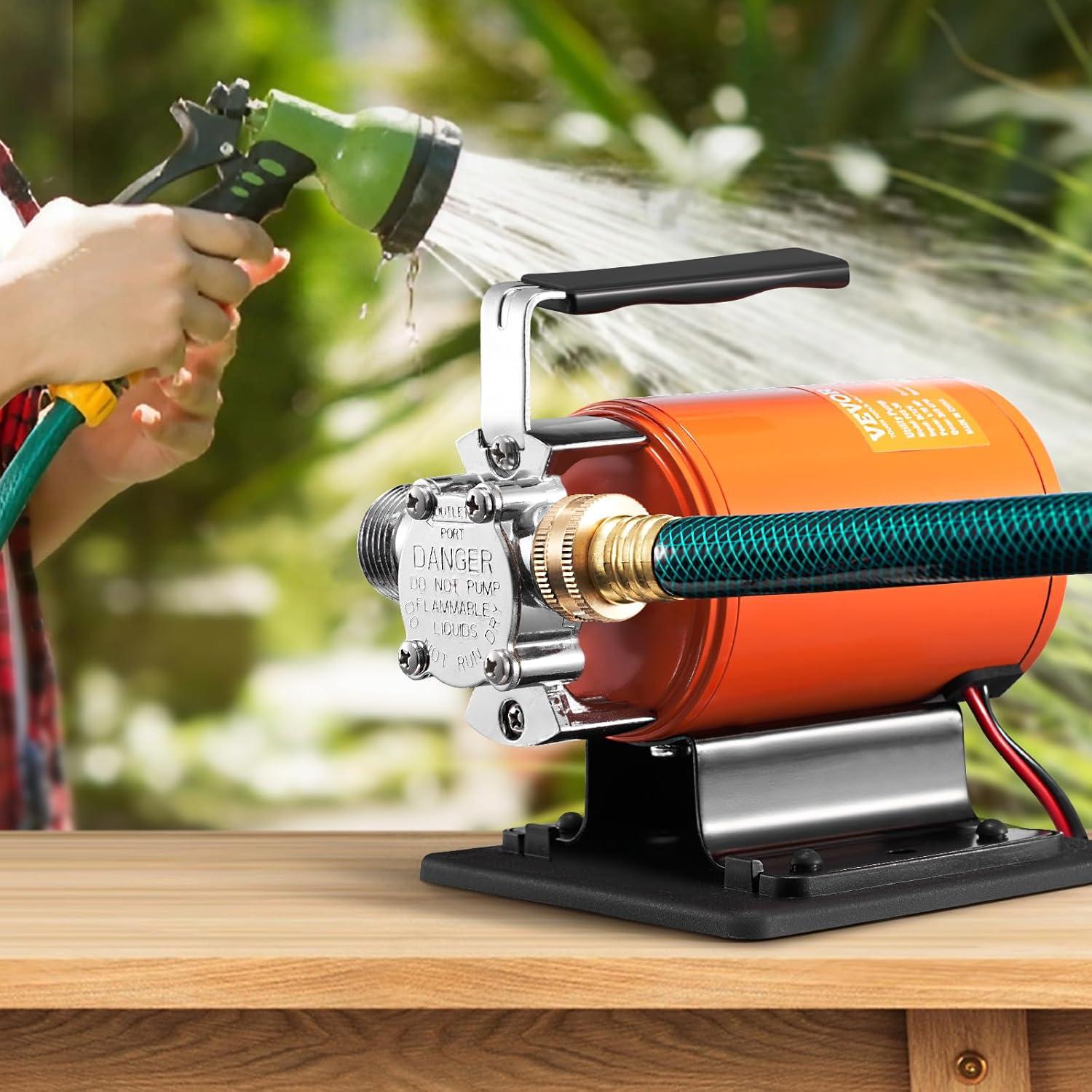 image:imageVEVOR Water Transfer Pump 12V Battery Powered Utility Pump 360 GPH 110HP Portable Electric Water Pump with Switch 6 ft Suction Hose Kit For Water Removal Nonsubmersible12V DC Switch