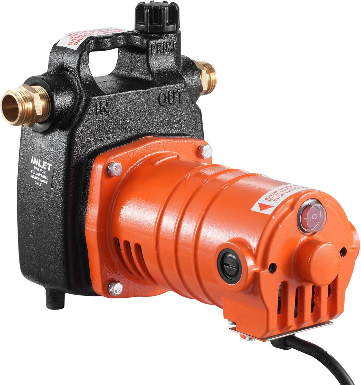 image:imageVEVOR Water Transfer Pump 12V Battery Powered Utility Pump 360 GPH 110HP Portable Electric Water Pump with Switch 6 ft Suction Hose Kit For Water Removal Nonsubmersible115V AC Cast Iron