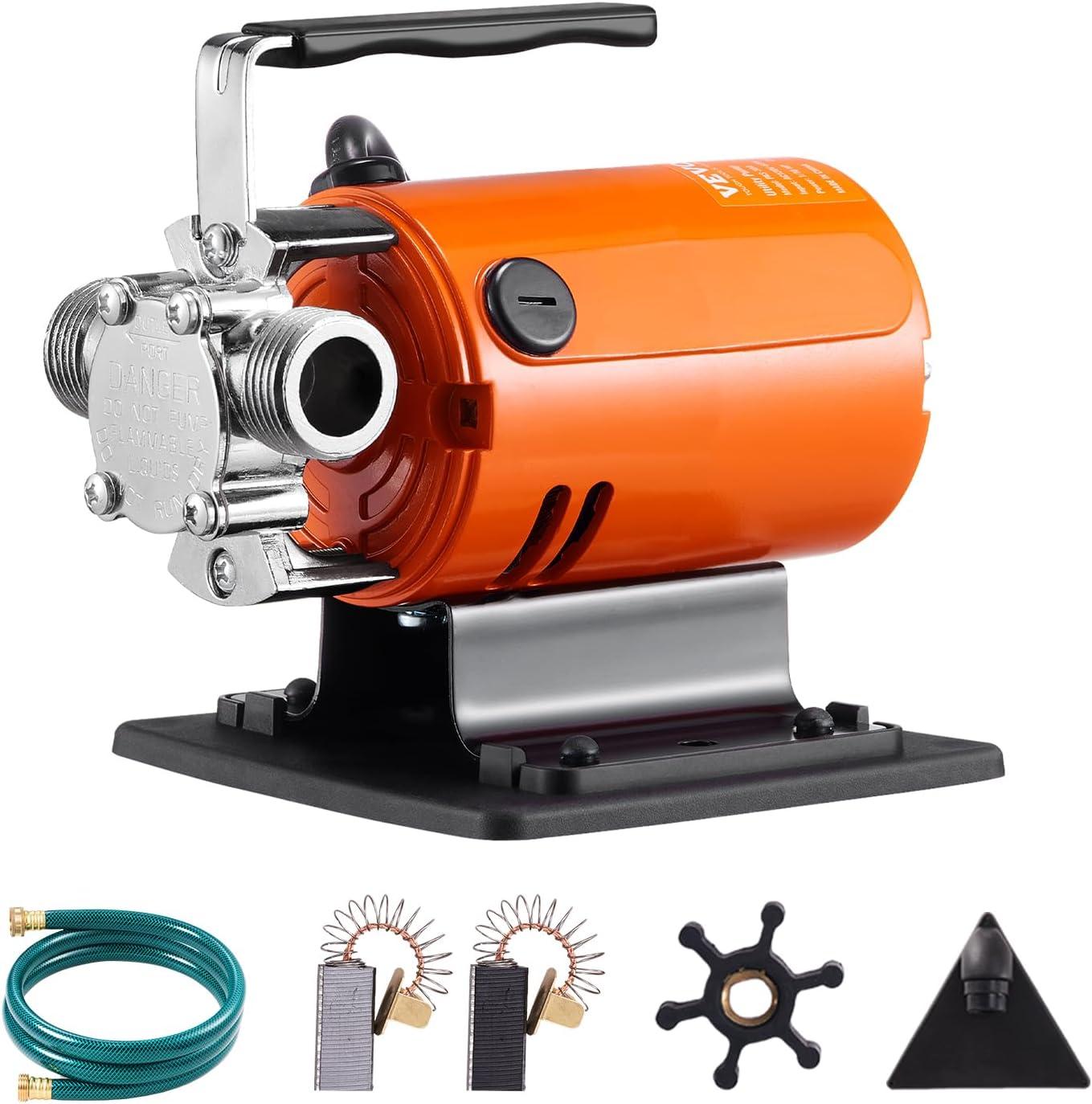 image:imageVEVOR Water Transfer Pump 12V Battery Powered Utility Pump 360 GPH 110HP Portable Electric Water Pump with Switch 6 ft Suction Hose Kit For Water Removal Nonsubmersible115VAC