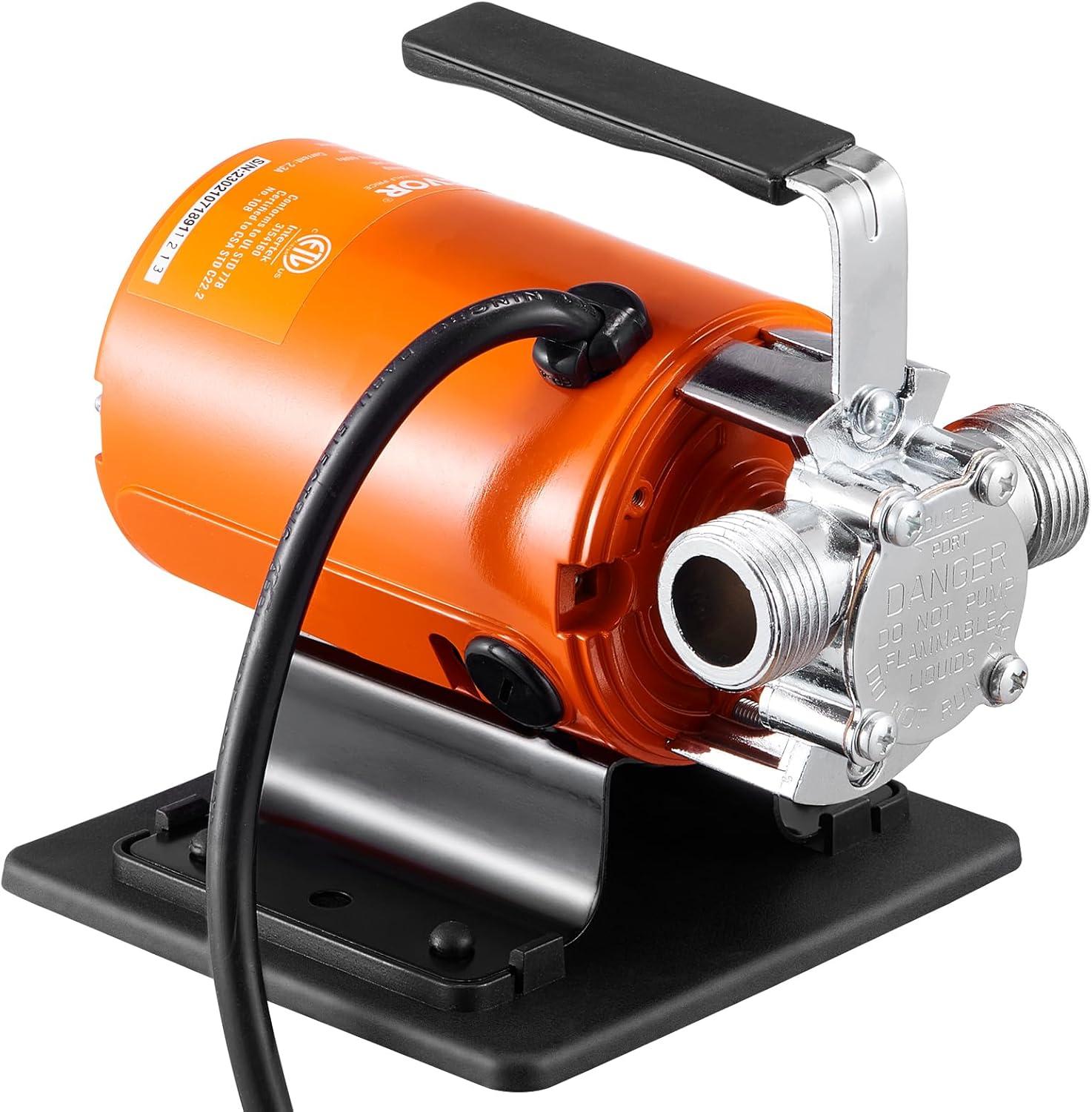 image:imageVEVOR Water Transfer Pump 12V Battery Powered Utility Pump 360 GPH 110HP Portable Electric Water Pump with Switch 6 ft Suction Hose Kit For Water Removal Nonsubmersible115VAC
