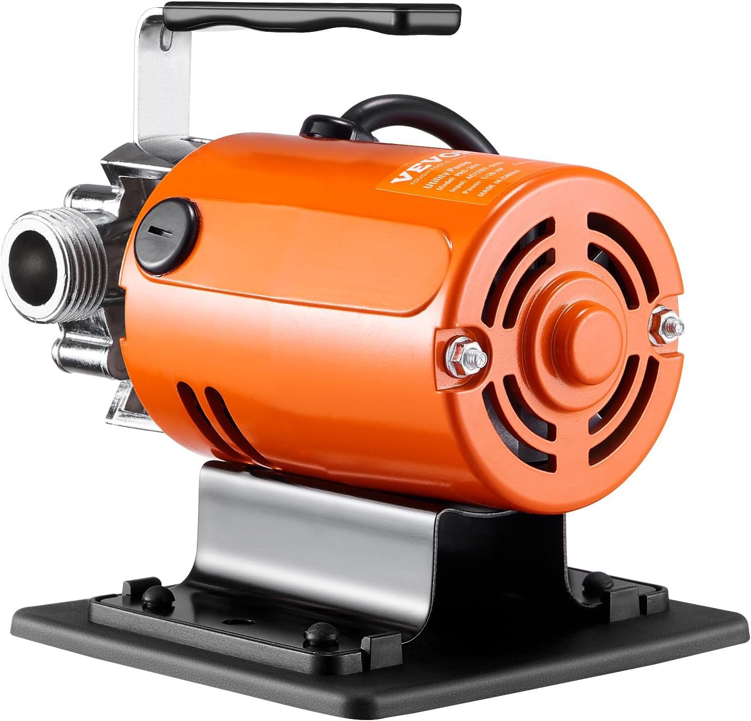image:imageVEVOR Water Transfer Pump 12V Battery Powered Utility Pump 360 GPH 110HP Portable Electric Water Pump with Switch 6 ft Suction Hose Kit For Water Removal Nonsubmersible115VAC