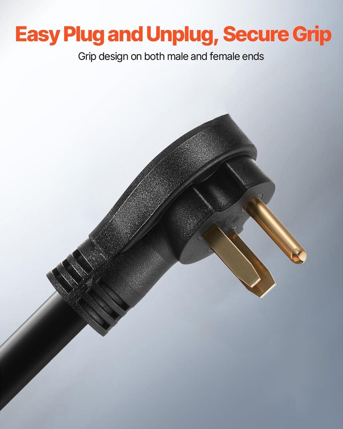 image:imageVEVOR Welder Extension Cord 30 Amp 50 Feet NEMA 650 Plug 103 AWG 3 Prong 250V 7500W Heavy Duty Welding Cable for MIG Lincoln Plasma Miller TIG10 AWG