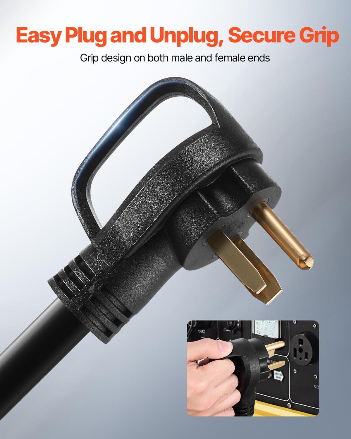 image:imageVEVOR Welder Extension Cord 30 Amp 50 Feet NEMA 650 Plug 103 AWG 3 Prong 250V 7500W Heavy Duty Welding Cable for MIG Lincoln Plasma Miller TIG6 AWG