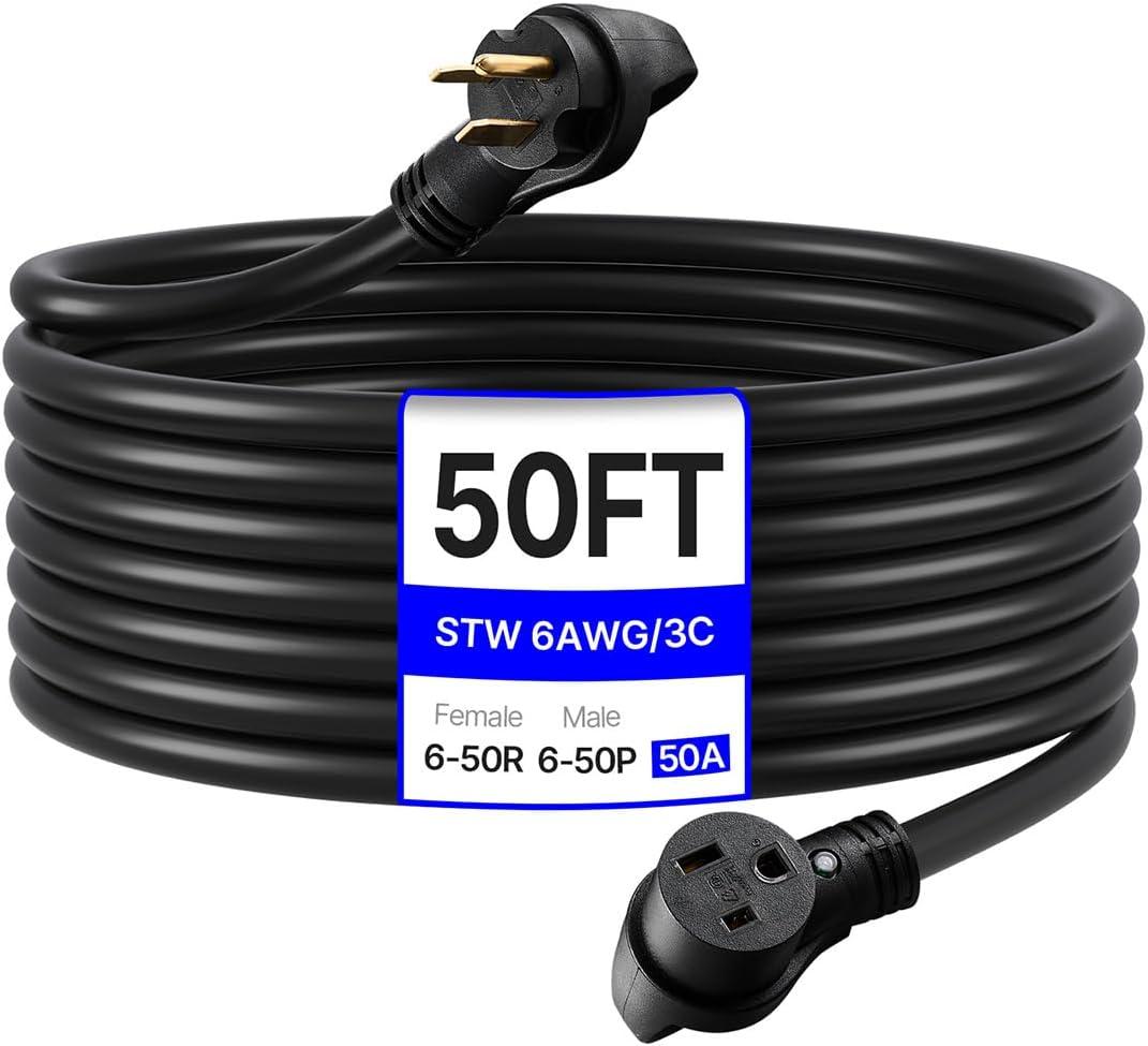 image:imageVEVOR Welder Extension Cord 30 Amp 50 Feet NEMA 650 Plug 103 AWG 3 Prong 250V 7500W Heavy Duty Welding Cable for MIG Lincoln Plasma Miller TIG6 AWG