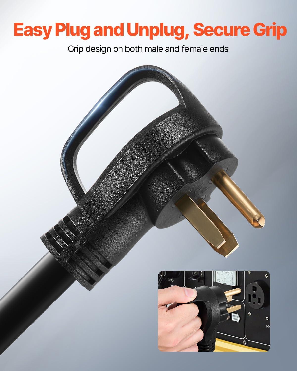 image:imageVEVOR Welder Extension Cord 30 Amp 50 Feet NEMA 650 Plug 103 AWG 3 Prong 250V 7500W Heavy Duty Welding Cable for MIG Lincoln Plasma Miller TIG6 AWG
