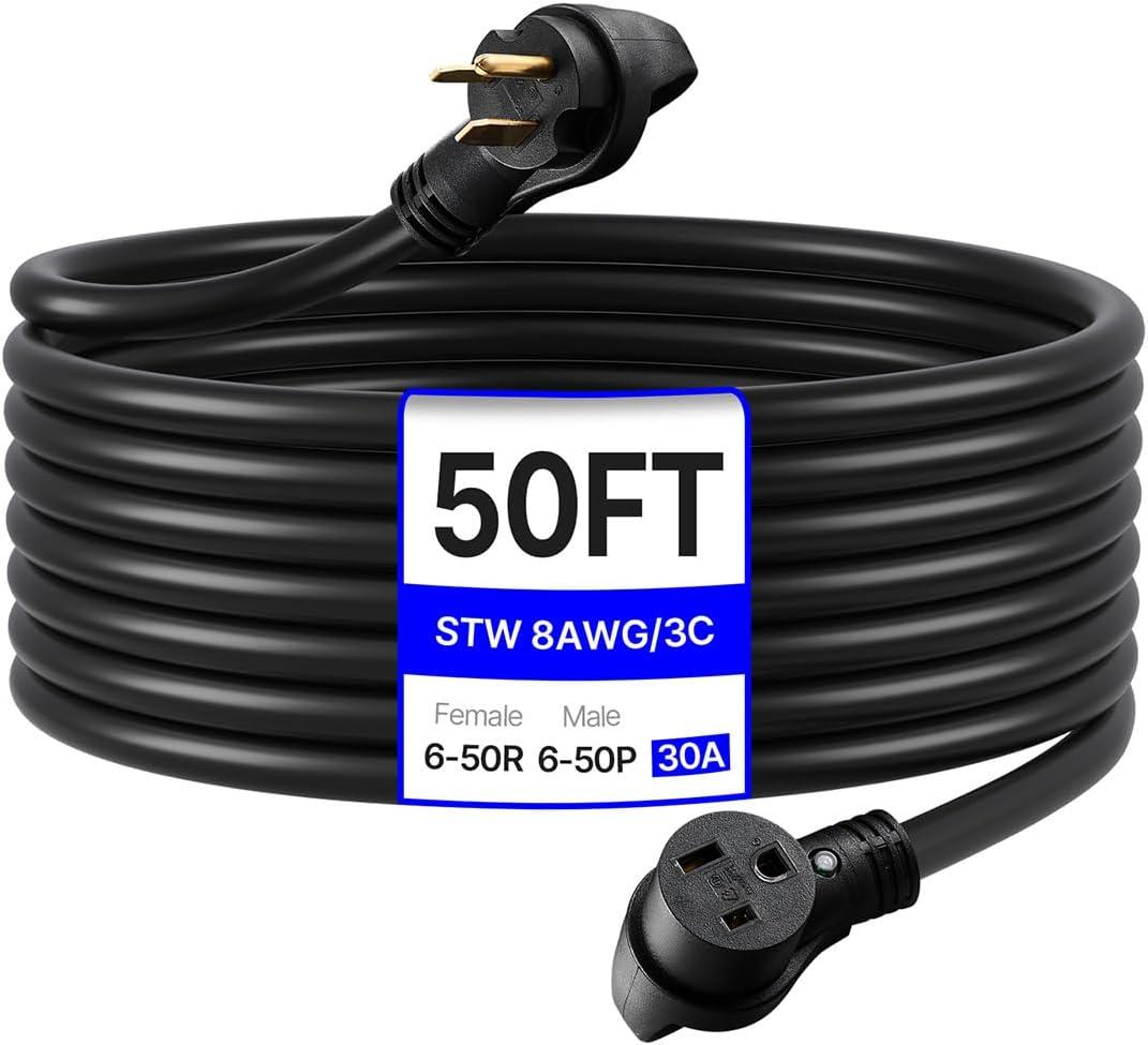 image:imageVEVOR Welder Extension Cord 30 Amp 50 Feet NEMA 650 Plug 103 AWG 3 Prong 250V 7500W Heavy Duty Welding Cable for MIG Lincoln Plasma Miller TIG8 AWG