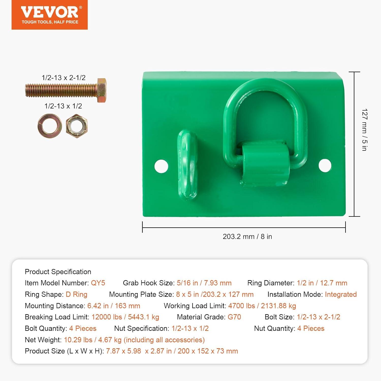image:imageVEVOR Weldon Grab Chain Hooks 38 Heavy Duty Tow Hook G70 Forged Steel 6 Packs Tractor Hook Weldable Compatible for Tractor Bucket Crane Chain Hoist Forklift Maximum Break Strength 15000 lbs2PCS Integrated