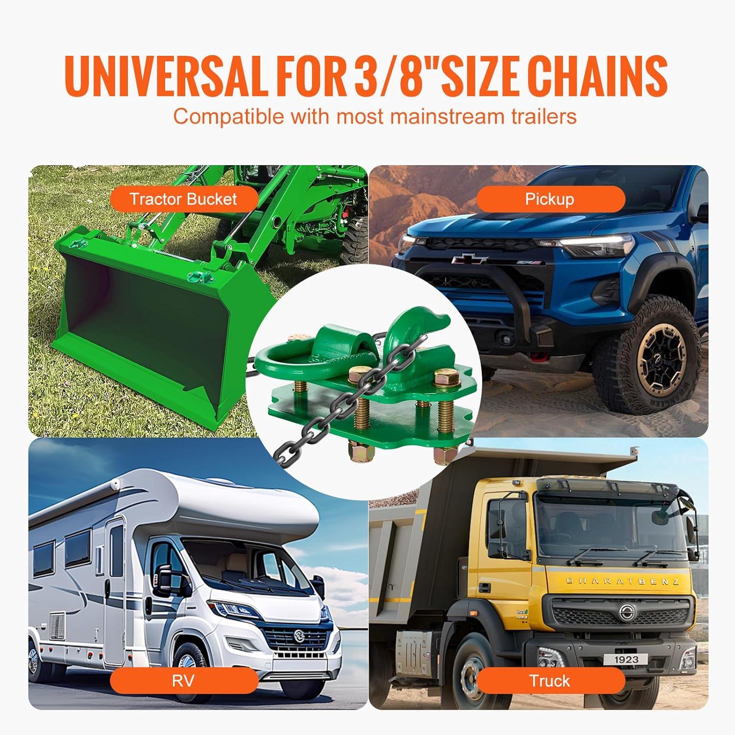 image:imageVEVOR Weldon Grab Chain Hooks 38 Heavy Duty Tow Hook G70 Forged Steel 6 Packs Tractor Hook Weldable Compatible for Tractor Bucket Crane Chain Hoist Forklift Maximum Break Strength 15000 lbs2PCS Split