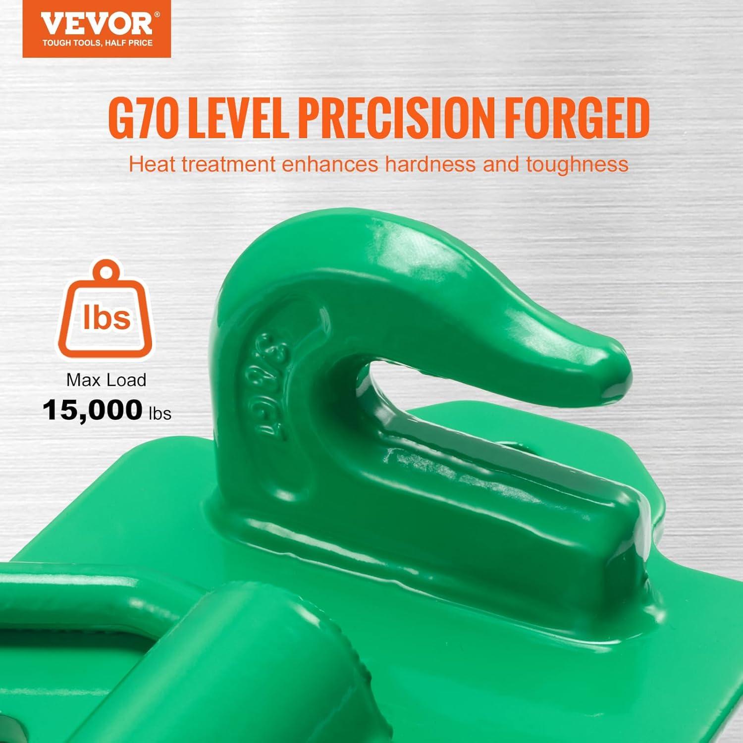 image:imageVEVOR Weldon Grab Chain Hooks 38 Heavy Duty Tow Hook G70 Forged Steel 6 Packs Tractor Hook Weldable Compatible for Tractor Bucket Crane Chain Hoist Forklift Maximum Break Strength 15000 lbs2PCS Split