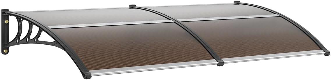 image:imageVEVOR Window Door Canopy 40 x 40 UPF 50 Polycarbonate for Door Canopy Exterior Entry Door Front Door Overhang for Rain Snow Sunlight Protection Hollow SheetBrown Board Black Bracket