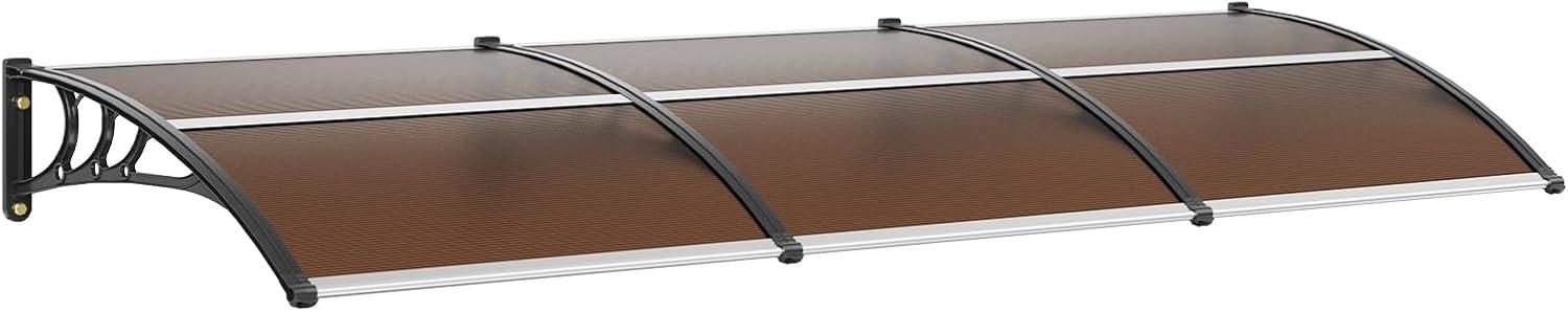 image:imageVEVOR Window Door Canopy 40 x 40 UPF 50 Polycarbonate for Door Canopy Exterior Entry Door Front Door Overhang for Rain Snow Sunlight Protection Hollow SheetBrown Board Black Bracket