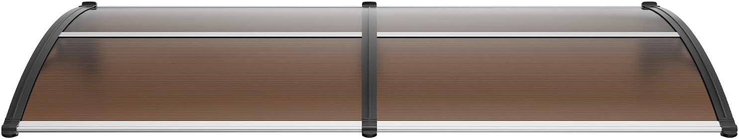 image:imageVEVOR Window Door Canopy 40 x 40 UPF 50 Polycarbonate for Door Canopy Exterior Entry Door Front Door Overhang for Rain Snow Sunlight Protection Hollow SheetBrown Board Black Bracket