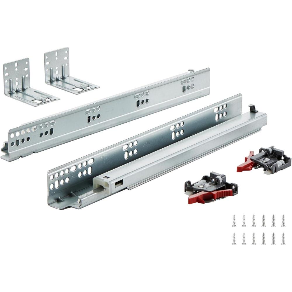 image:imageVEVOR 10 Pairs 21 Inch of 15 18 21 Inch Soft Close Bottom Mount Drawer Slides Heavy Duty Ball Bearing Full Extension Steel Track Noiseless Guide Glides Cabinet Kitchen Runners with Locking 100 Lbs6 Pairs