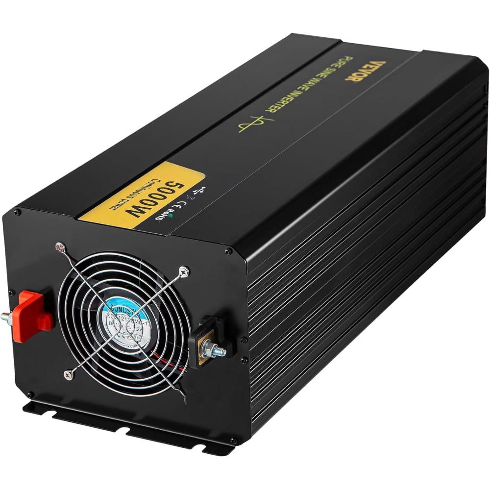 image:imageVEVOR 1000W Pure Sine Wave Inverter DC 12V to AC 120V Power Inverter with 2 AC Outlets 1 USB Port 1 TypeC Port Remote Control for Small Home Devices Like Smartphone Laptop CE FCC Certified5000W