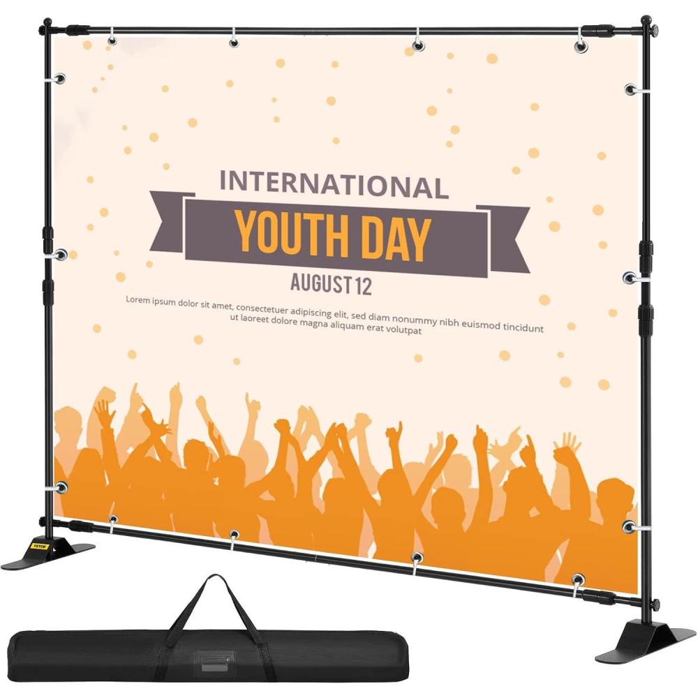 image:imageVEVOR 115 x 96 ft Heavy Duty Backdrop Stand Height Adjustable Photography Backdrop Stand Background Support System with 6 Clamps and A Carry Bag for Party Wedding Display Photo10 x 8 Ft