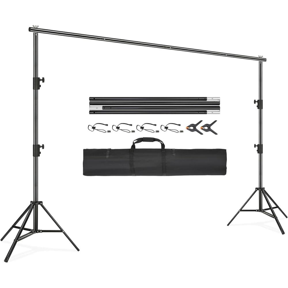 image:imageVEVOR 115 x 96 ft Heavy Duty Backdrop Stand Height Adjustable Photography Backdrop Stand Background Support System with 6 Clamps and A Carry Bag for Party Wedding Display Photo10 x 12 Ft