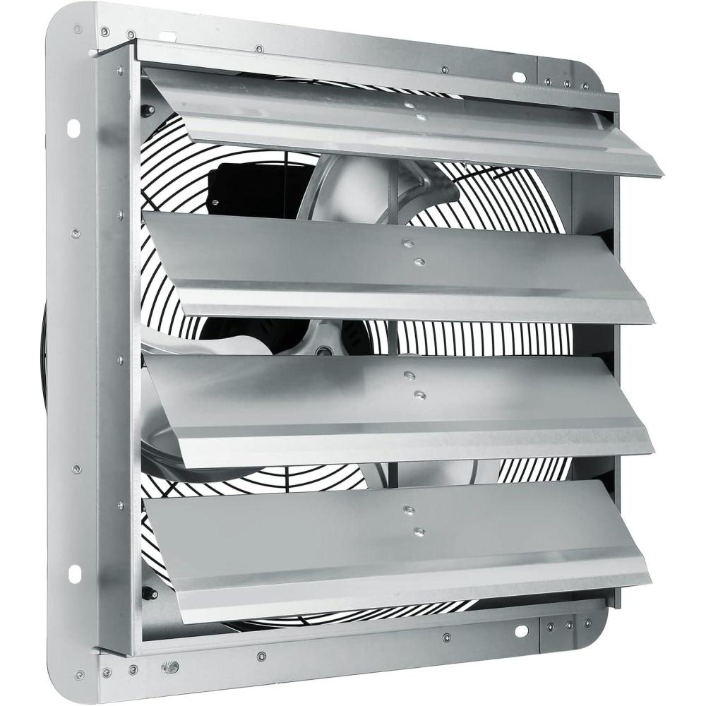 image:imageVEVOR 12 Shutter Exhaust Fan Highspeed 1000 CFM Aluminum Wall Mount Attic Fan with ACmotor Ventilation and Cooling for Greenhouses Garages Sheds Shops FCC16 Inch