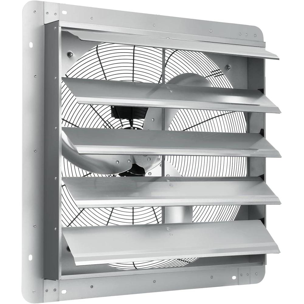 image:imageVEVOR 12 Shutter Exhaust Fan Highspeed 1000 CFM Aluminum Wall Mount Attic Fan with ACmotor Ventilation and Cooling for Greenhouses Garages Sheds Shops FCC24 Inch