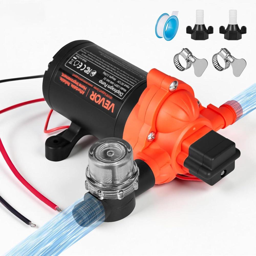 image:imageVEVOR 12V Diaphragm Pump 18 GPM 681 Lmin 3Chamber 12 Volt DC Water Pump with Automatic Pressure Switch 40100 PSI Adjustable 60 PSI 12 MNPT Port for RV Yacht Food Truck Camper Marine12V 3Chamber 40GPM 40PSI