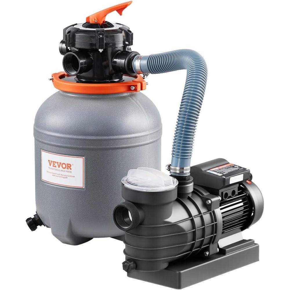 image:imageVEVOR 14inch Sand Filter Pump for Above Ground Digital Programmer Timer 3000 GPH 34 HP Pool Pumps System amp Filters Combo Set with 6Way MultiPort Valve amp Strainer Basket Easy InstallationGray