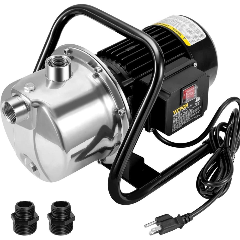 image:imageVEVOR 1HP Shallow Well Pump Portable 1380 GPH Garden Jet Pump with Automatic Controller 145 ft Head Stainless Steel Sprinkler Booster Pumps for Garden Lawn Irrigation System Water Transfer11 HP with Handle
