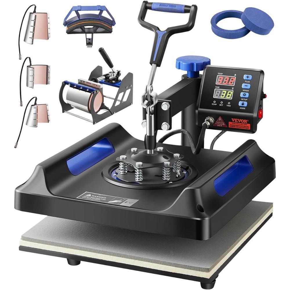 image:imageVEVOR 2 in 1 Heat Press Machine for T Shirts and Hats 15x15 Inch Professional Swing Away Digital Tshirt Press Machine for Sublimation Vinyl Heat Transfer Projects8in115x15Black