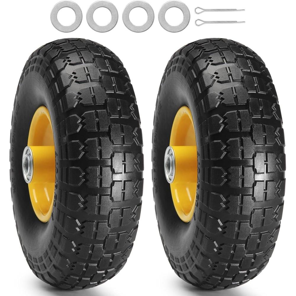 image:imageVEVOR 2Pack 10 x 25 Solid Rubber Tire Wheels 10 inch Tire and Wheel Flat Free with 58 Bearings 21 Offset Hub Replacement Wheelbarrow Tires Perfect for Hand Truck Wheelbarrow Garden CartMetal wheel hub