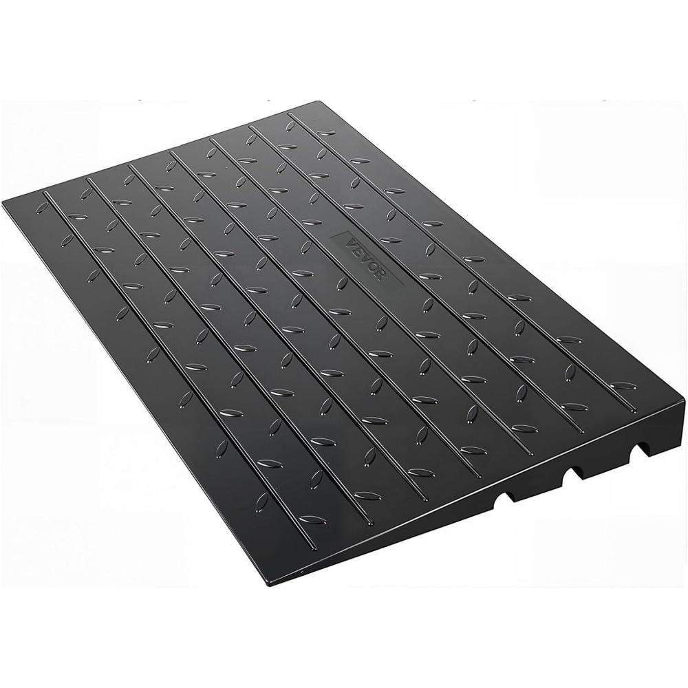 image:imageVEVOR 3 Rise Rubber Threshold Ramp 3 Channels Cord Cover Door Ramp NoSlip Surface 2200 Lbs Load Capacity Rubber Ramp for for Home Doorways Driveways Curb Home Steps 418 L x 24 W x 3 H4 H