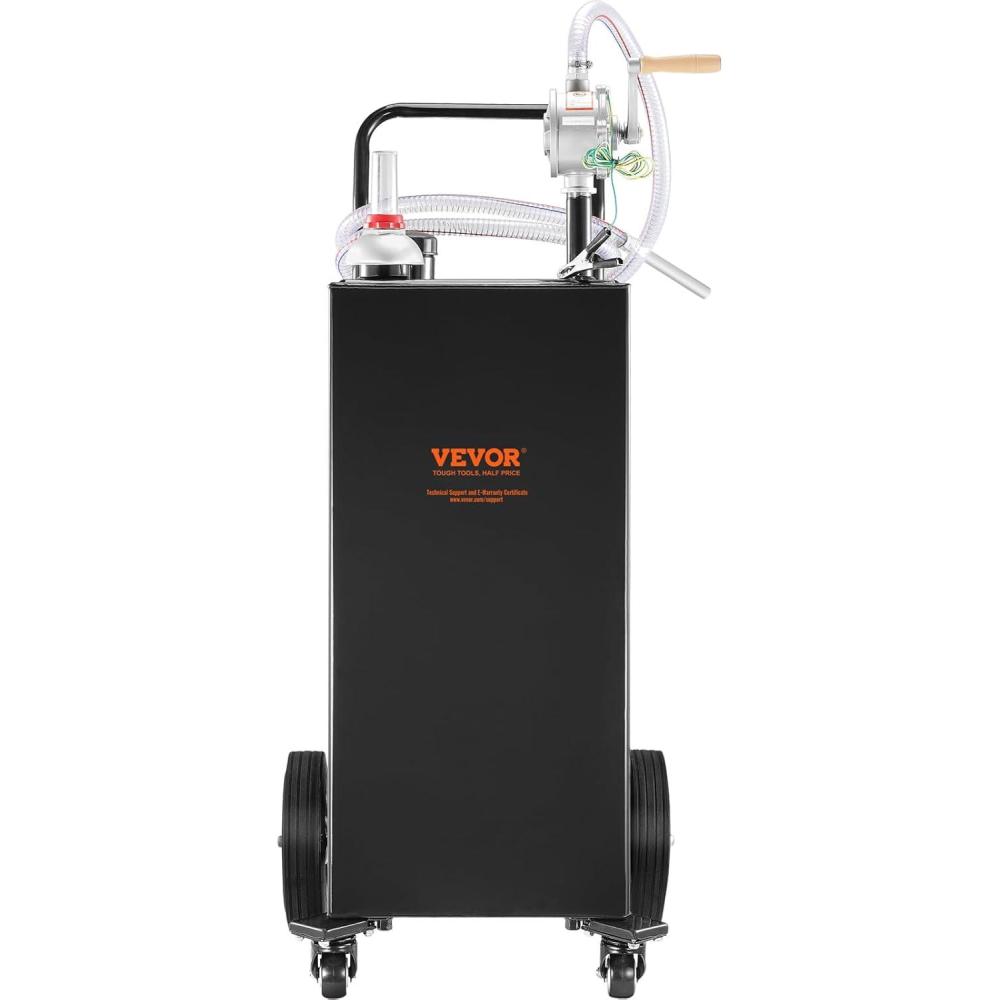 image:imageVEVOR 30 Gallon Fuel Caddy Gas Storage Tank amp 4 Wheels with Manual Transfer Pump Gasoline Diesel Fuel Container for Cars Lawn Mowers ATVs Boats More YellowBlack