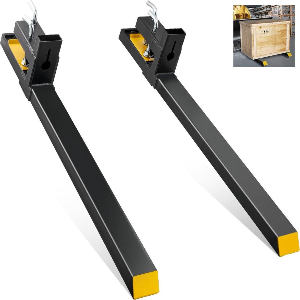 image:imageVEVOR 43 Clamp on Pallet Forks 2000lbs Capacity Tractor Bucket Forks Heavy Duty Quick Attach Pallet Fork for Bucket Tractor Loader Skid Steer604000 lbs without Stabilizer Bar