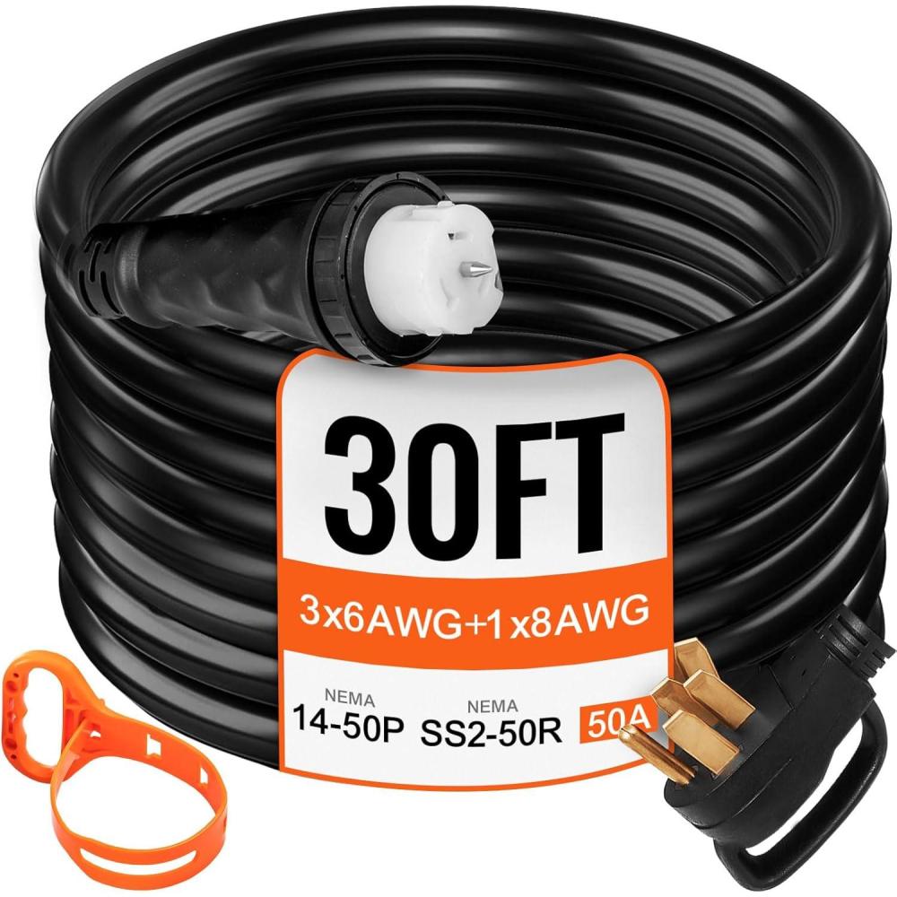 image:imageVEVOR 50FT 50 Amp Generator Extension Cord STW 45446 45505 125V 250V Generator Power Cord N1450P amp SS250R amp CS6364 Twist Lock Connectors30 FT