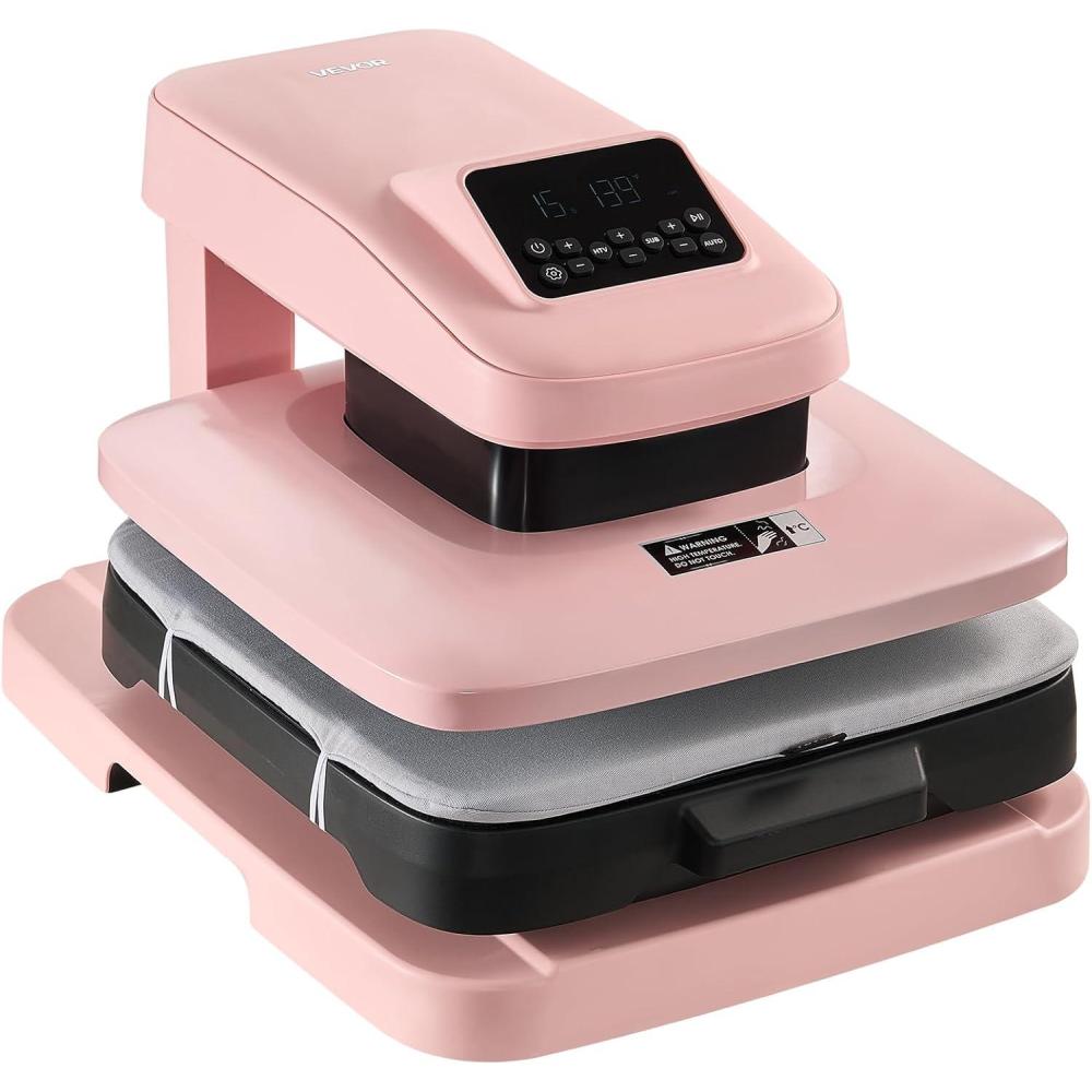 image:imageVEVOR Auto Heat Press Machine 15 x 15 inch TShirt Press Machine with Auto Release and Adjustable Pressure Digital Display Rapid Heating for Sublimation Vinyl Heat Transfer Projects GreenHeat PressPink