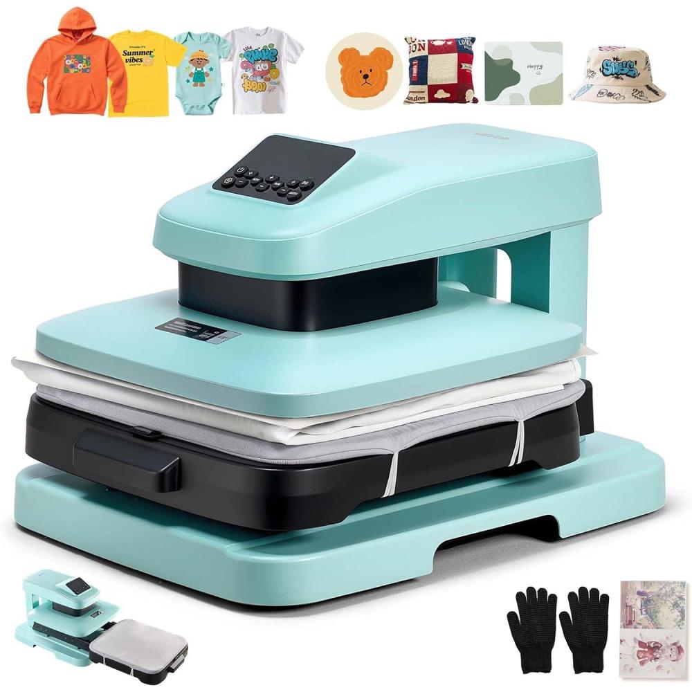 image:imageVEVOR Auto Heat Press Machine 15 x 15 inch TShirt Press Machine with Auto Release and Adjustable Pressure Digital Display Rapid Heating for Sublimation Vinyl Heat Transfer Projects GreenHeat PressGreen