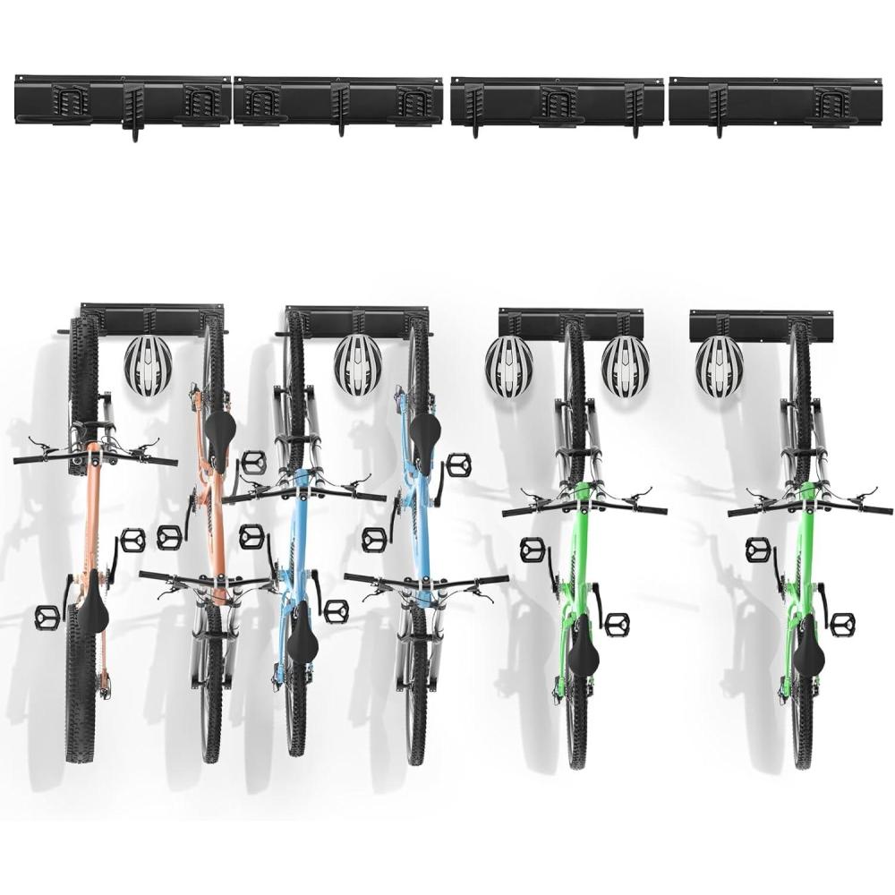 image:imageVEVOR Bike Storage Rack 6 Bike Racks and 3 Helmets Hooks Wall Mount Bike Storage Hanger Home amp Garage Organizer Customizable for Various Bike Sizes Adjustable Holder Holds Up to 300 lbs 48inchBike Storage Rack
