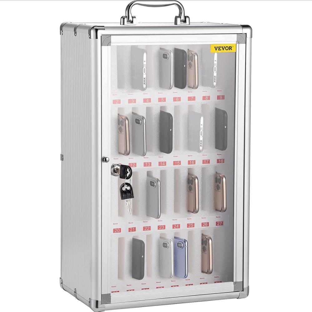image:imageVEVOR Cell Phone Storage Locker 20 Slots Acrylic Material with Door Locks and Keys WallMounted Cabinet Pocket Office Classroom Gym Box Clear36 Slots