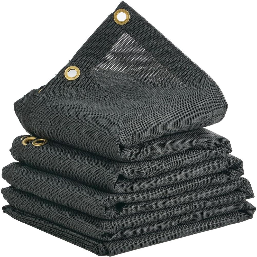 image:imageVEVOR Dump Truck Mesh Tarp 7 x 14 ft PVC Coated Black Heavy Duty Cover with 55 18oz Double Pocket Brass Grommets Reinforced Double Needle Stitch Webbing Fits Manual or Electric Dump Truck System8 x 18