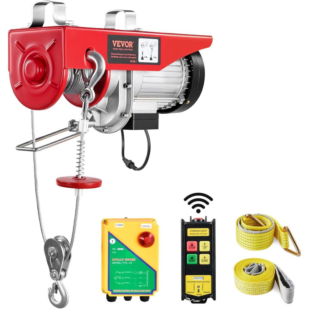 image:imageVEVOR Electric Hoist with Remote Control 440 lbs Material Handling Tool 110V Electric Hoist with 14ft Remote Control for Factories Warehouses Construction Site Attic1320LBS Wireless